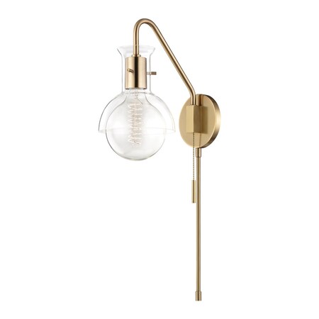 Mitzi HL111101G-AGB Transitional One Light Wall Sconce with Plug from Riley Collection Finish, Aged Brass
